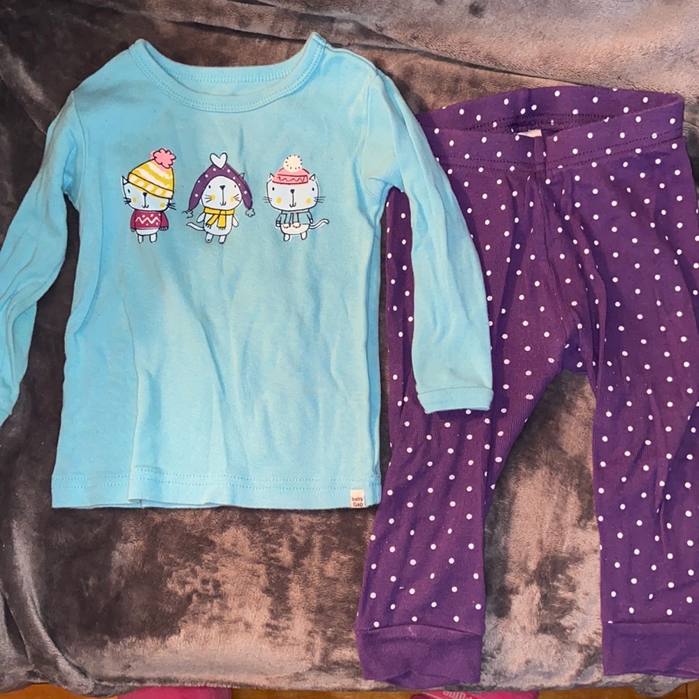 Baby Gap kitty snowman polka dot set